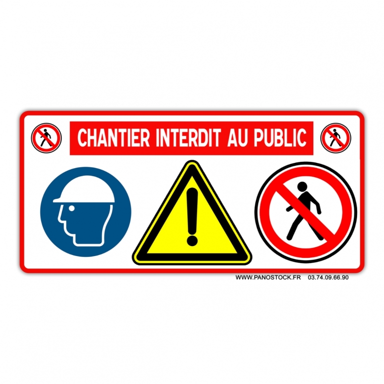 Vue de face du panneau chantier 4 en 1