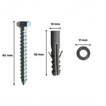 Fixation tirefond avec dimensions pour arceau parking acier galvanisé