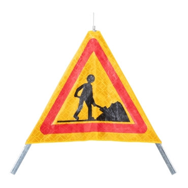 Vue de face du panneau de travaux AK5 tripode pliable